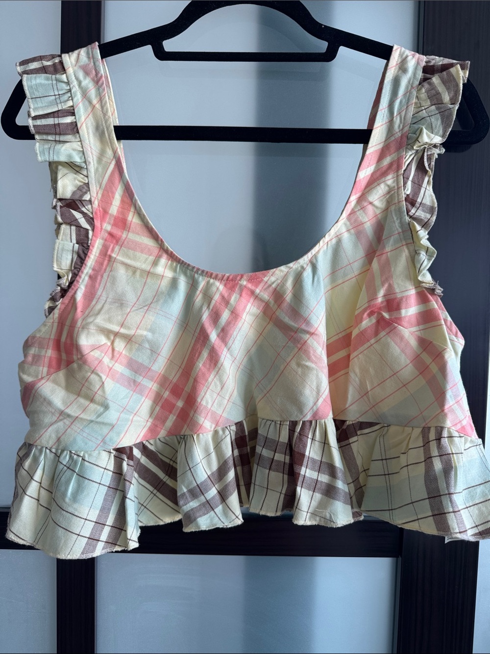LyreBird Plaid Ruffle Crop Tank Top